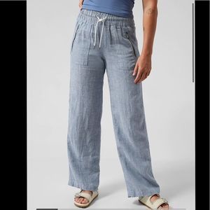 Athleta pants wide leg pure linen blue Womens Size 12